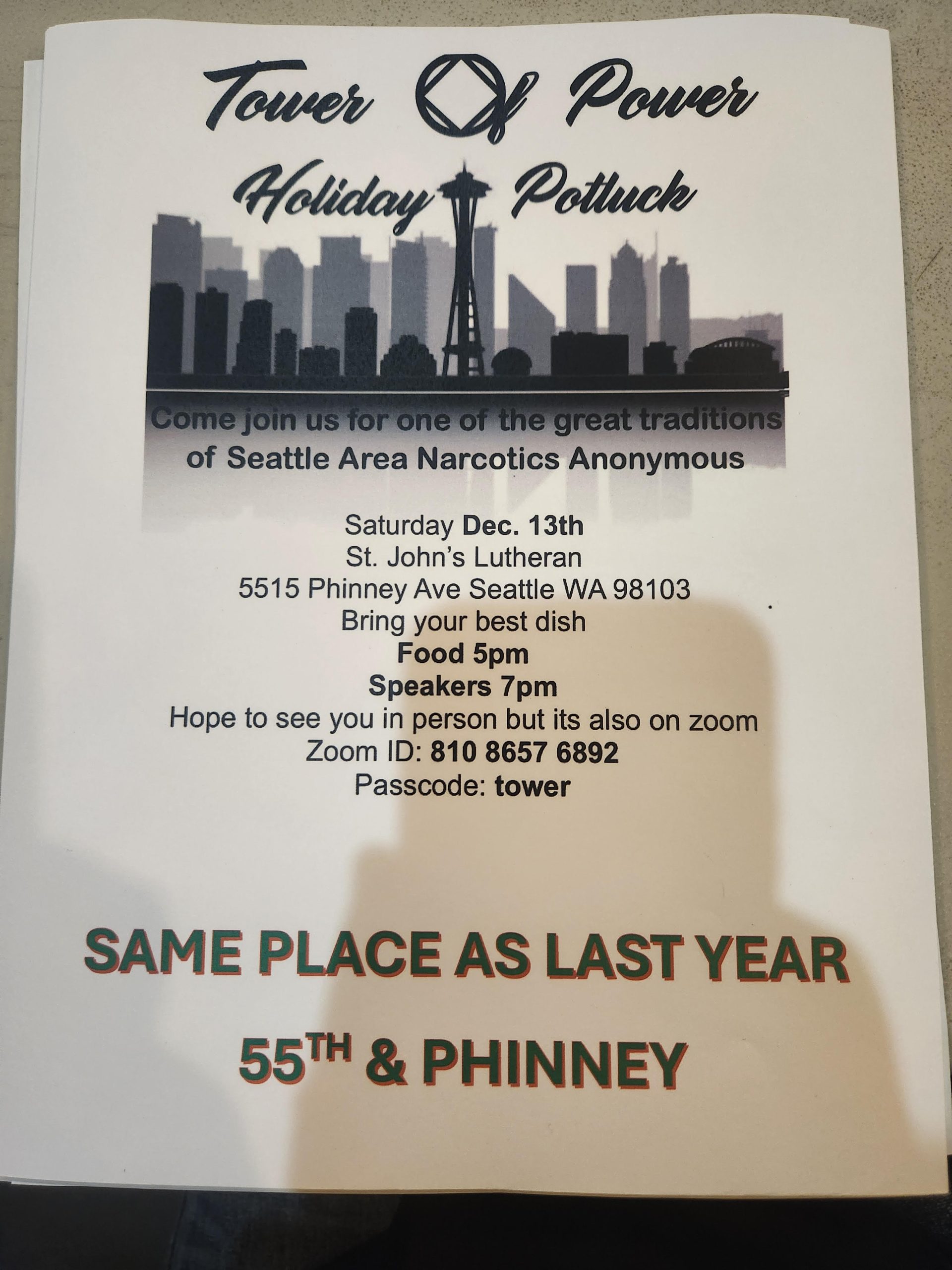 Tower of Power Holiday Potluck Flyer